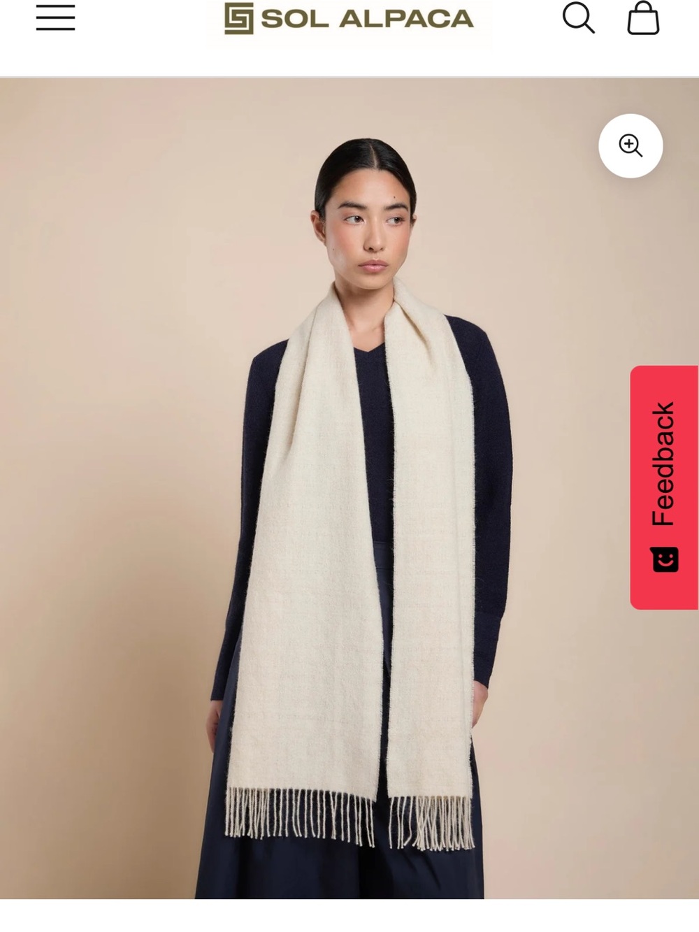 Sol Brown baby Alpaca Wool Scarf made in peru